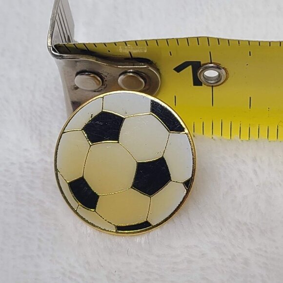 Soccer Ball Enamel Pin Badge Round Gold Tone Lapel Hat Accessory - Picture 5 of 6